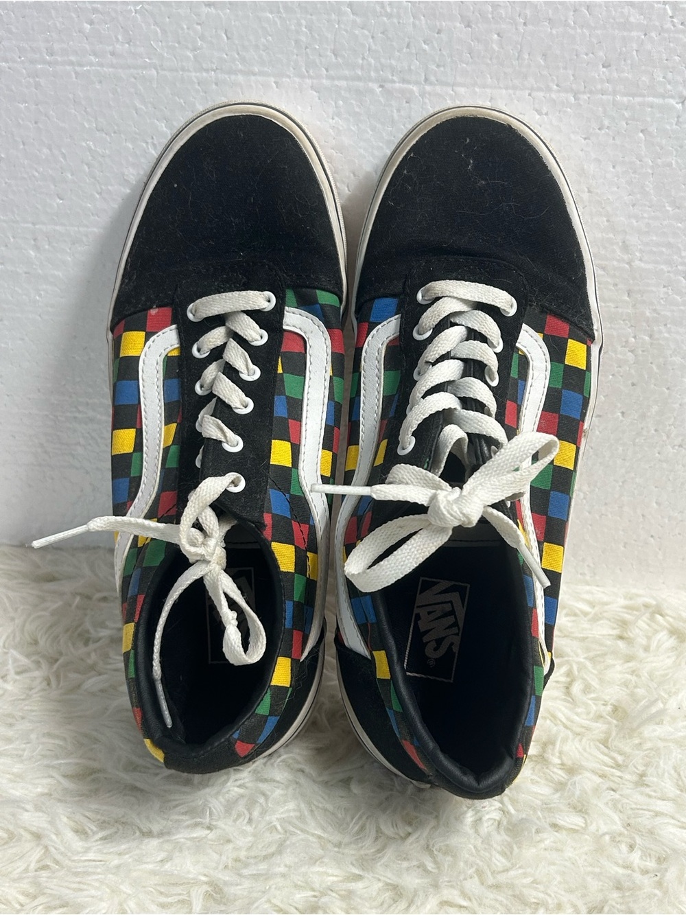 Vans Black Canvas Low-Top with Multicolor Checker Squares